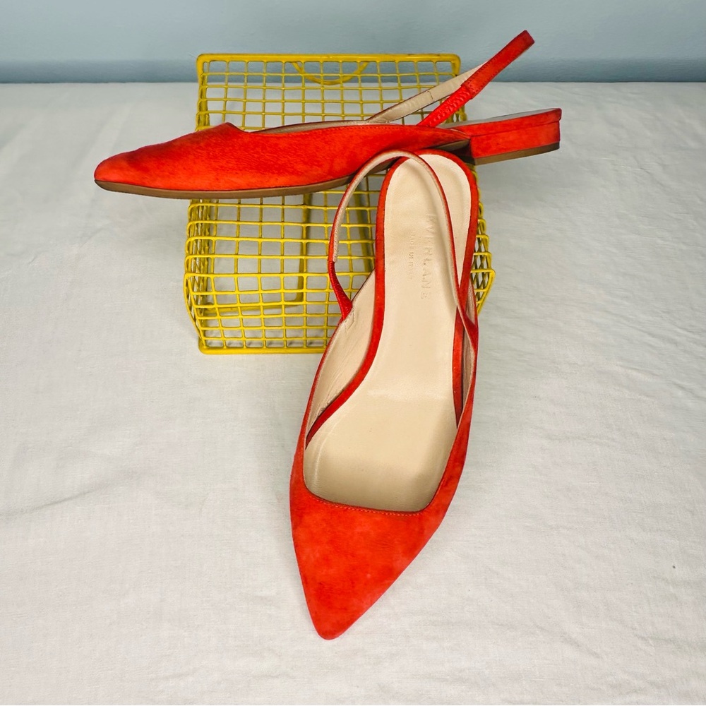 Everlane Red Suede Pointed Slingback Flats
